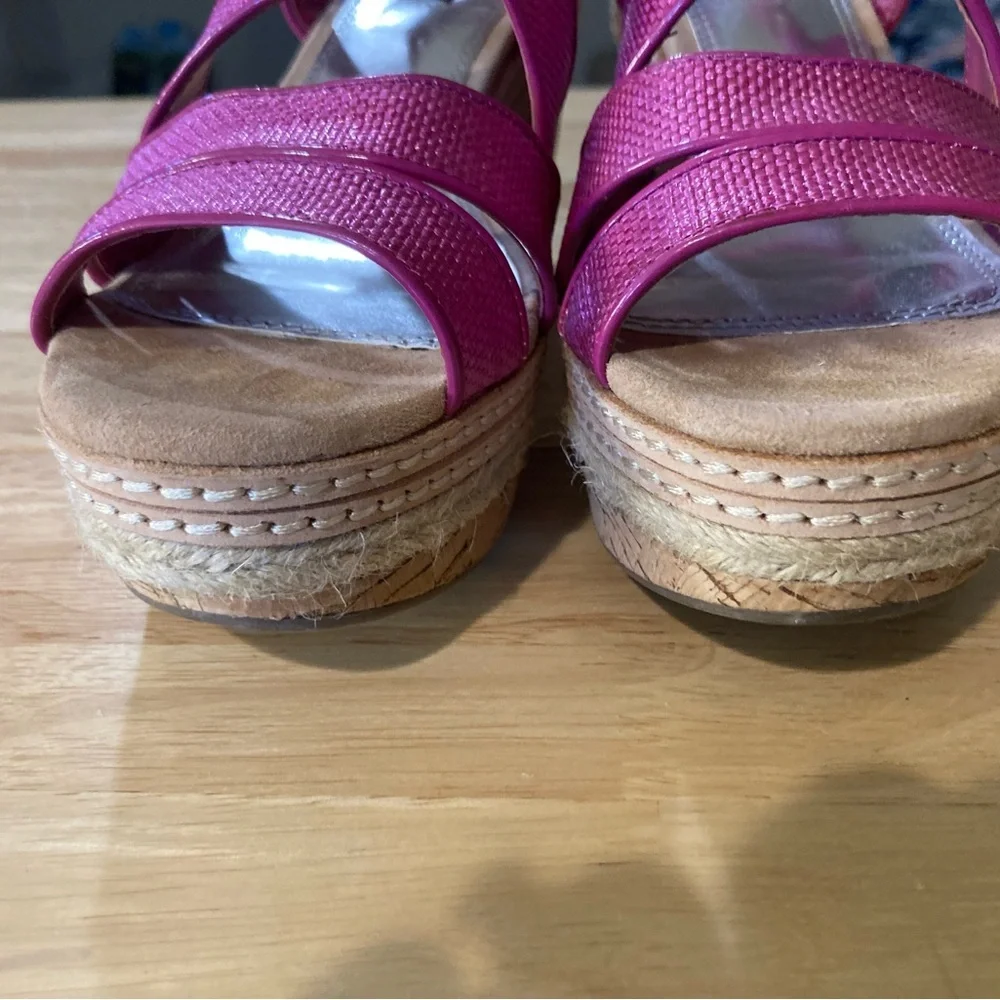 White House Black Market Pink Cork Wedge Sandals